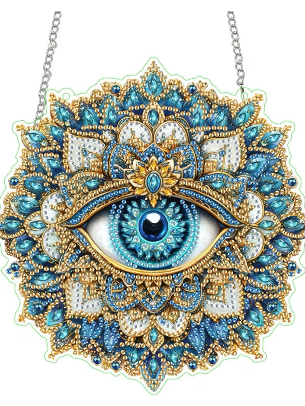 Blue & Gold Evil Eye  Diamond art sun catcher